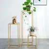 Estante Dorado Simple de Hierro Forjado Estilo Nórdico para Sala de Estar, Soporte de Maceta para Plantas Verdes de Pie para Entrada Balcón, Estante de Almacenamiento para Suculentas