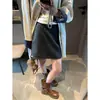 Además, la nueva falda de otoño de estilo coreano retro a cuadros de cintura alta, corte ceñido, línea A, MQ1684