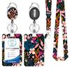Lanyard floral pequeño fresco fácil de jalar fácil de jalar poliéster transferencia de calor lanyard pvc estampado de leopardo funda para tarjeta de certificado