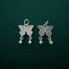Prata Pura 999 Estilo Chinês Retro Pingente Sino Borboleta Pulseira de Corda Trançada com Contas Artesanal Pingente para Colar Acessórios de Prata