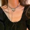 Adornos colgantes de cadena de amor de doble capa para chicas geniales y geniales, estilo hip-hop, accesorios de collar de metal de moda.
