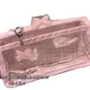 Bolsa de Lápices Transparente de Doble Capa a Cuadros Rosas Estilo Ins de Aspecto Caro Corazón de Niña Estudiante Bolsa de Papelería de Gran Capacidad Bolsa de Almacenamiento
