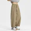 Calças Cropped Wide-Leg Masculinas Verão 2026 Novo Estilo Calças Casuais Calças Balão Finas Soltas Caimento Fluido Calças Esportivas