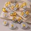 Omega Acero Inoxidable Chapado en Oro Verdadero de 18K Pendientes Dorados Geométricos Clavos para Orejas Exagerados Modernos Joyería para Orejas de Acero de Titanio