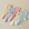 Calcetines para Mujer de Caña Media Color Sólido Costura Color Caramelo Otoño e Invierno Ins de Moda Combinan con Todo Lindos Estudiante Deportivos Calcetines de Caña Media