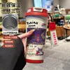 Termo de Pikachu y Gengar de Pokémon, Taza de Agua de Dibujos Animados de Aspecto Elegante con Popote, Botella de Agua Portátil para Estudiantes, Hombres y Mujeres
