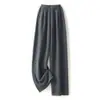 Pantalones de lana 100% pura australiana para mujer, de pierna ancha, otoño e invierno, engrosados, de cintura alta, de punto, de pierna recta, fluidos, adelgazantes, pantalones de abrigo