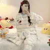 [Colección] Pijamas de otoño e invierno para mujer, cálido conjunto de franela de manga larga de forro polar de coral, ropa de estar linda y elegante