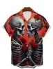 Camisa de Manga Larga de Comercio Exterior Transfronteriza Verano Nuevo Moda Casual para Hombre Estampado Digital 3D de Manga Corta