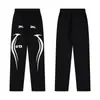 Exportación Transfronteriza Nueva Marca de Moda Europea y Americana Hellstar Hellstar Pantalones Casuales Lavados en Negro con Estampado y Desgastados para Hombre