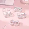 Estuche para Lentes de Contacto con Tapa Antigiro, Compañero Portátil Todo en Uno para Almacenamiento y Cuidado de Múltiples Lentes, Caja Doble para Lentes de Contacto