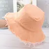 Sombrero de Pescador con Borde Crudo y Logo Personalizado del Fabricante, Sombrero de Cubo Simple de Color Sólido para el Sol