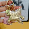 Nuevo Oro Puro 999 Hazte Rico Ahora Pequeña Princesa Pony Por Favor Hazte Rico Llavero Colgante para Bolso Colgante de Llave con Lámina de Oro