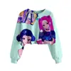 Huntrx Patrón Impreso en 3D Nuevo Estilo Transfronterizo Niñas Sudadera Corta Casual de Cuello Redondo