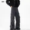 Pantalones cargo plisados estilo americano, pantalones parachute de pierna recta hip-hop, estilo retro de street dance, pantalones largos casuales para hombre, nuevo diseño de moda