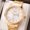 Comercio exterior transfronterizo fábrica de relojes marca Longbo venta directa moda impermeable correa de acero doble calendario tendencia relojes para hombre hombre