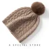 Cachemira 2026 Otoño/Invierno Nuevo para Mujer de Gama Alta Color Sólido Tejido para Exteriores Cálido Moda Tejido de Punto con Pompón Gorro Casual