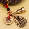 Accesorios colgantes de latón con ocho santos patronos, llavero de coche para pareja, calabaza vacía, arena, cuerda roja, cinco accesorios de dinero del emperador