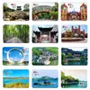 Ímãs de geladeira de vidro cênicos de Changzhou, apresentando a paisagem da Floresta de Bambu de Nanshan, o bosque de bambu e o portão da montanha, uma lembrança cultural e criativa com verso magnético, perfeito como decoração para casa ou presente