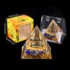 Adorno de Pirámide de Bola de Cristal Natural, Pieza de Decoración para el Hogar de Grava de Cristal Recubierta de Resina, En Caja