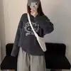 Suéter de Tricô com Gola Redonda de Gato de Desenho Animado Coreano para Mulheres Outono e Inverno Novo Estilo Preguiçoso Solto Top de Tricô Macio