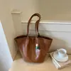 Bolsa Feminina Vintage de Luxo 2026 Novo Estilo Coreano Casual Simples Bolsa de Ombro Grande Capacidade Versátil Bolsa Tote