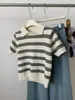 Moda Estilo Coreano Retro Rayas Solapa Tejido Manga Corta Mujer 2026 Otoño Invierno Nuevas Llegadas Suéter Jersey Top Pequeño