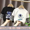 Camiseta de Manga Larga con Rayas Patchwork de Algodón Puro Elegante para Niños Estilo Primavera/Otoño para Niños Medianos y Mayores Ropa Interior Top Falso de Dos Piezas