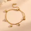 Pulsera de Cadena de Cuentas de Verano con Forma de Corazón de Venta Caliente Transfronteriza para Mujer, Moderna, Fresca y Dulce, Pulsera con Colgante Doble de Corazón de Melocotón