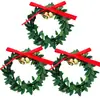 Nova Guirlanda de Folhas com Laço, Acessórios de Árvore de Natal com Sino, Decoração de Caixa de Presente de Natal, Pequena Guirlanda de Natal