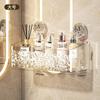 Estante de almacenamiento con ventosa sin perforaciones Estante de baño para baño Cesta colgante para lavabo de baño Colgante de pared Estante de almacenamiento de pared