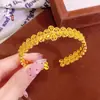 Pulseira de Latão Banhado a Ouro com Fecho de Segurança em Forma de Espiga para Mulheres, Simples e Luxuosa, Anel Aberto Rico em Espiga de Trigo, Cor Duradoura