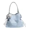Bolso tote grande de moda estilo coreano para ir al trabajo, nuevo modelo 2026, con estampado de estrellas y lunares, con lazo, para llevar debajo del brazo, bolso escolar para mujer