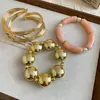 Sueños Antiguos Dorados~Set Dorado Vintage de Pulseras Apilables, Pulseras de Nicho Estilo Resort, Joyería Exagerada para Mujer