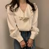 Nueva Oferta Especial Primavera 2022 Nueva Blusa Elegante Ajustada de Manga Larga con Cuello en V y Volantes, Combinable con Todo