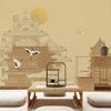 Grulla China Nube Auspiciosa Estilo Antiguo Retro Loft Mural Papel Tapiz Fondo TV Papel Tapiz Sala de Estar Sofá B&B Revestimiento de Pared