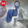 Venta al por mayor de fábrica corbata de negocios para hombre perezoso con cremallera ropa formal gratis negro azul azul marino rayado 48 boda