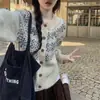 Cardigã de malha jacquard Fair Isle para mulheres, novo outono e inverno vintage solto, casual, macio e versátil jaqueta suéter para mulheres