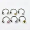 Anillo para la nariz de bola de circón de tres garras con punta cónica de aleación de titanio F136 Barra de herradura de titanio G23 Clavo de nariz de circón en barra C Joyería para perforaciones