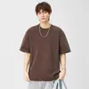 Camiseta Masculina de Verão Estilo Old Money com Listras, Gola Redonda, Cor Sólida, Manga Curta, Nova Moda Casual Versátil Retrô