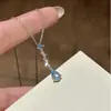 Nuevo Collar de Gota de Agua Lágrimas Azules para Mujer, Diseño de Nicho Estilo Ins, Elegante, Lujoso, de Gama Alta, Cadena para Clavícula Versátil y de Moda