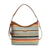 Bolso de axila tejido con paja más vendido transfronterizo, bolso de hombro estilo vacacional, bolso de mujer de moda a rayas bohemio, al por mayor