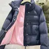Chamarra Acolchada de Plumas de Pato Blanca para Mujer, Estilo Coreano Retro, Texturizada, Color Contrastante, Engrosada, Cuello Alto, Nueva de Invierno 2026