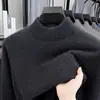 Suéter de punto grueso y cálido de cuello medio para hombre, nuevo suéter básico liso de punto para otoño e invierno