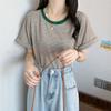 Camiseta de Mujer Manga Corta Rayas 2024 Ropa Nueva de Primavera y Verano Suelta Diseño Nicho Talla Grande Ropa Moda Europea