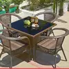 Conjunto de Mesa e Cadeiras de Lazer para Varanda de Três Peças, Mesa de Chá e Cadeiras de Lazer, Cadeiras de Rattan para Pátio, Mesas e Cadeiras de Rattan para Exterior