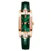 Reloj verde pequeño popular de TikTok, reloj de cuarzo para mujer de lujo ligero, reloj cuadrado pequeño de moda con incrustaciones de diamantes, reloj para examen al por mayor