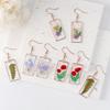Pendientes Transfronterizos Retro de Flores Reales Color Flor Eterna Joyería de Flores Secas Pendientes de Resina Estilo Mori Joyería Creativa Regalo Pequeño