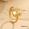 Anillo Ajustable de Acero Inoxidable Chapado en Oro de 18k con Textura de Moda de Lujo Ligero Transfronterizo Diseño INS Joyería de Mano Versátil