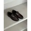 Versión de piel - nuevos mocasines de punta redonda, plisados, de punta baja y tacón bajo estilo británico para mujer, versátiles para el uso diario